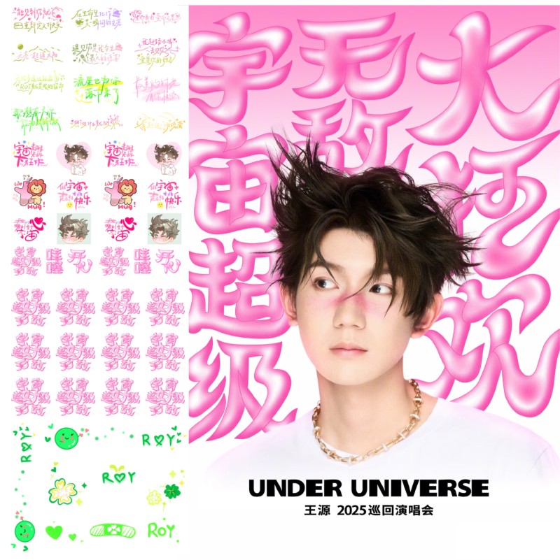 王源纹身贴 2025宇宙超级无敌大狂欢演唱会脸贴 粉丝应援周边贴纸