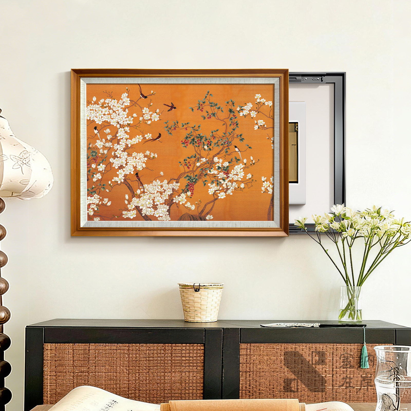 花喜》塞纳宋氏美学电表箱装饰画新中式电表箱盒遮挡挂画2026新款