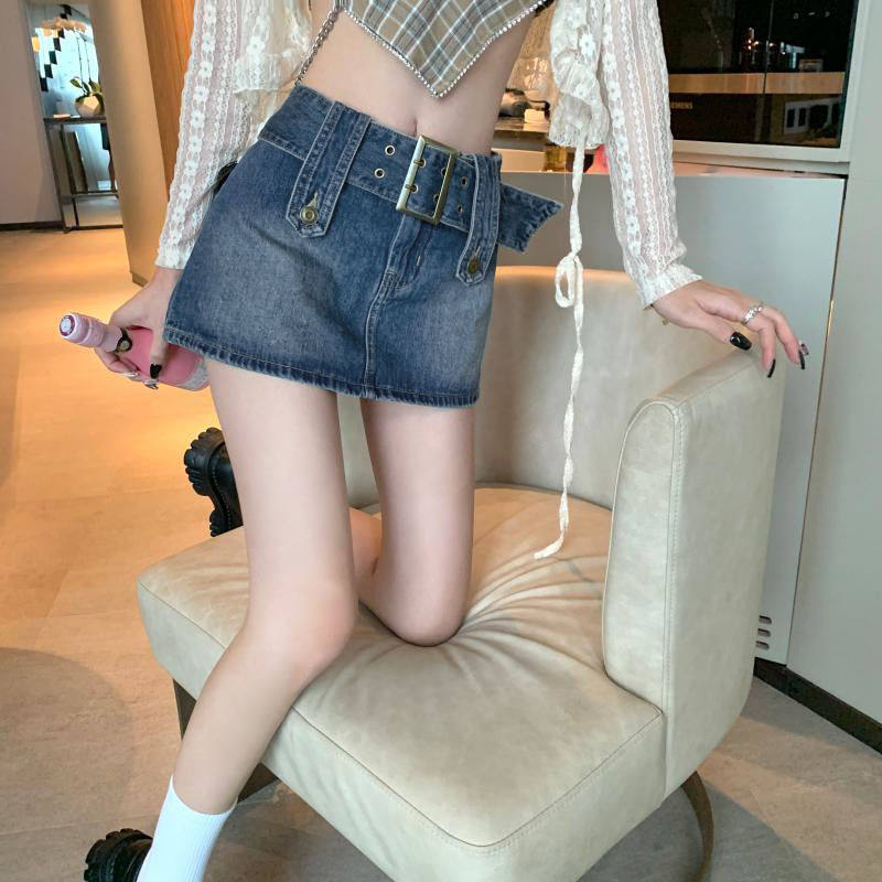 美式复古辣妹牛仔裙半身裙女夏装小个子高腰短裙休闲包臀裙裤子