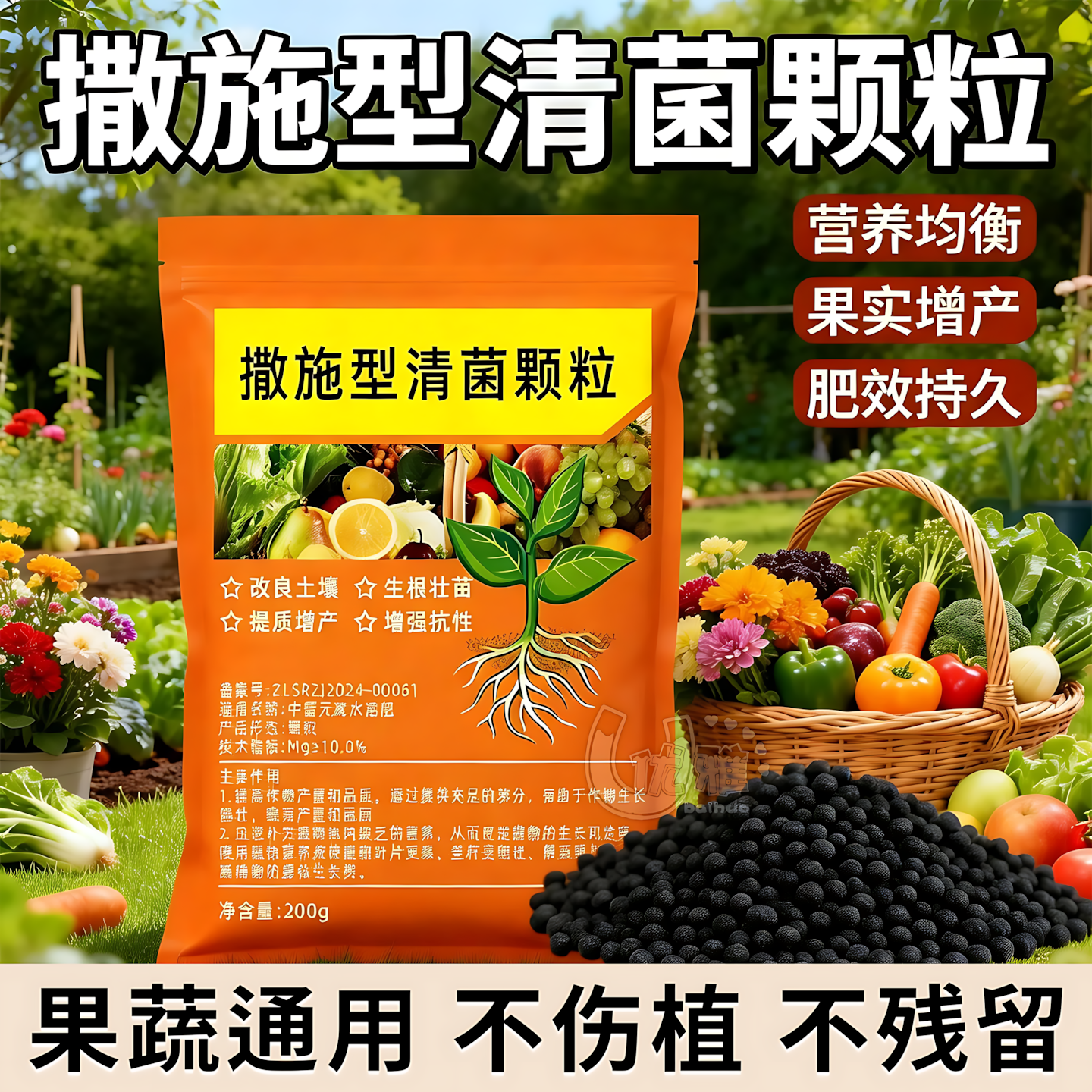 清菌颗粒撒施型防病害瓜果蔬菜大田作物抗土传增抗性通用颗叶面肥