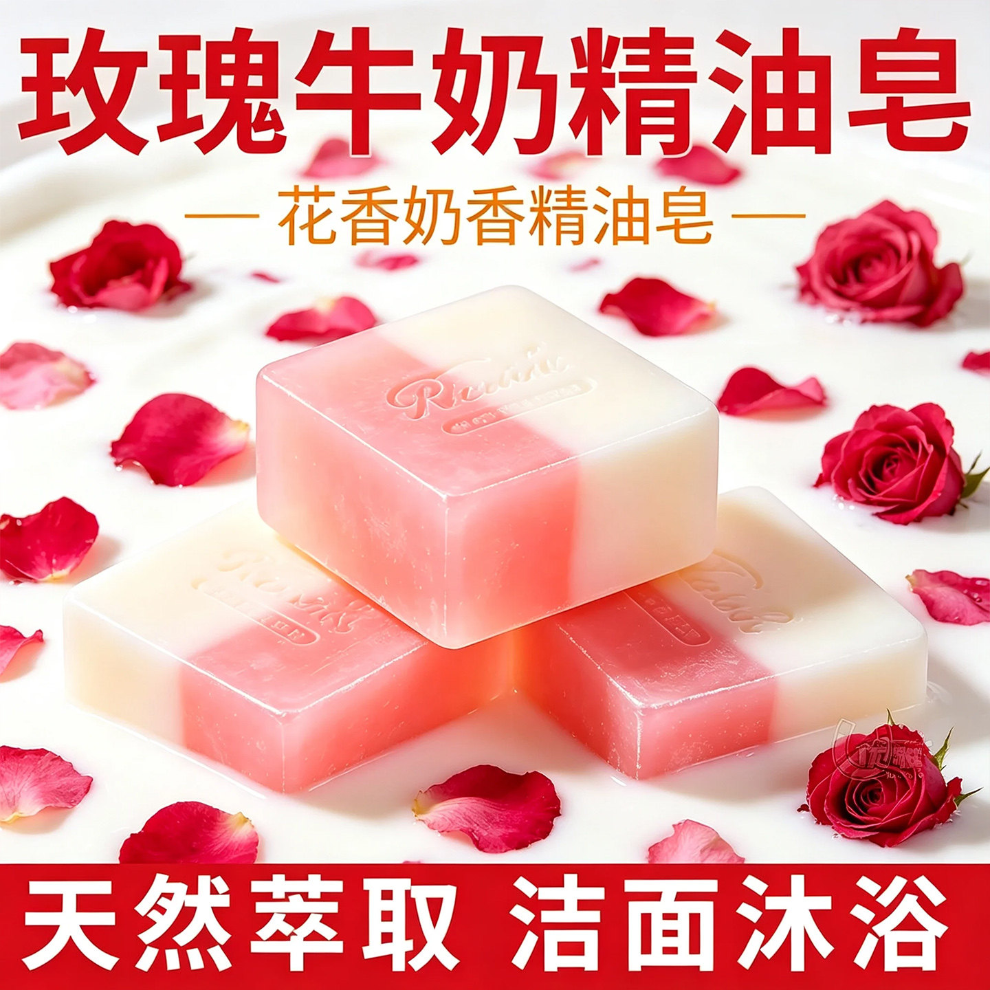 持久留香玫瑰牛奶皂绵密泡沫清洁