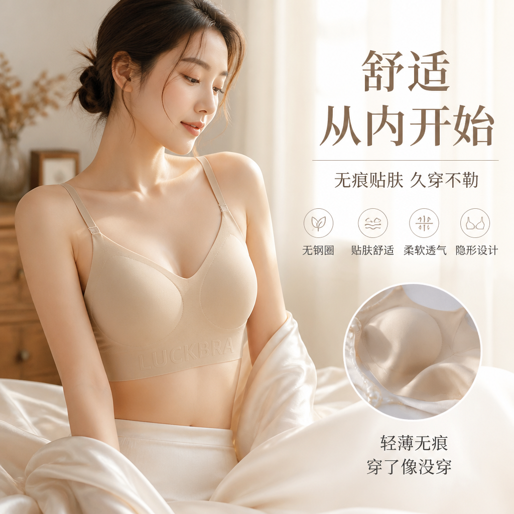 无痕美背U型聚拢小胸厚薄杯文胸