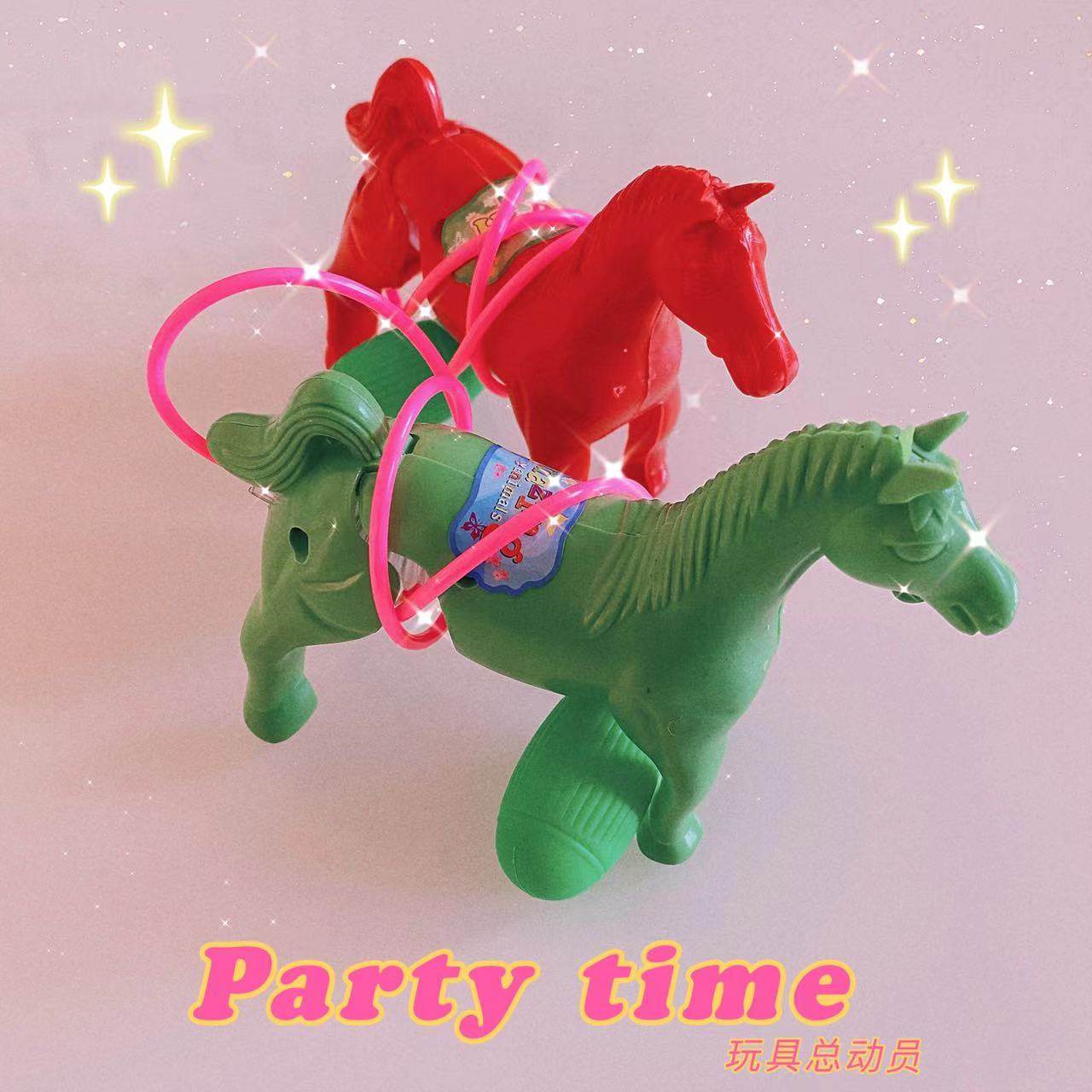 8090后年代怀旧小玩具童年气囊小马狮子跳跳马飞碟口风琴拼装全套