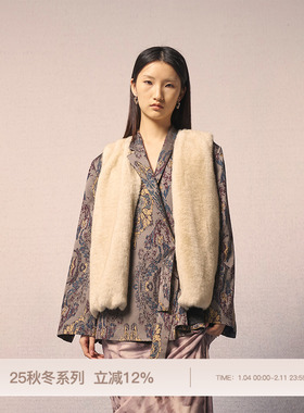 REFUSE CLUB 25AW 双色皮草双面穿下摆抽绳收褶背心马甲