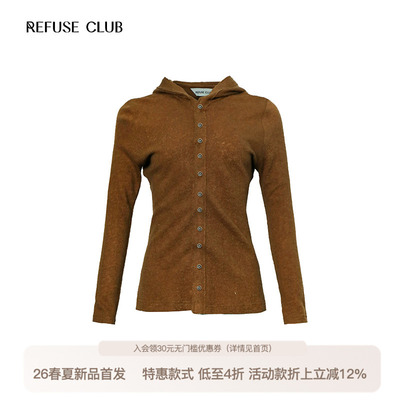 REFUSE CLUB 羊毛连帽开衫长袖显瘦