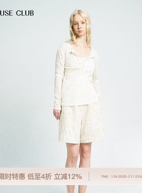 REFUSE CLUB 25春夏新款黑色修身长袖针织打底衫