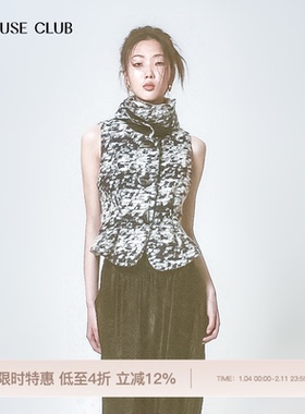 REFUSE CLUB 秋冬女装豹纹印花羊毛羊驼毛背心马甲