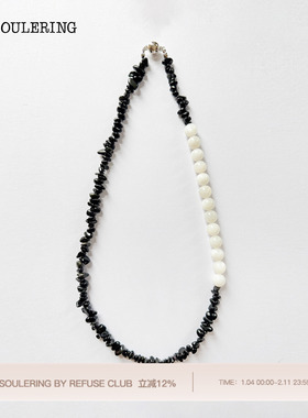 A SOULERING BY REFUSE CLUB 26SS 天然水晶项链 墨白凝珠