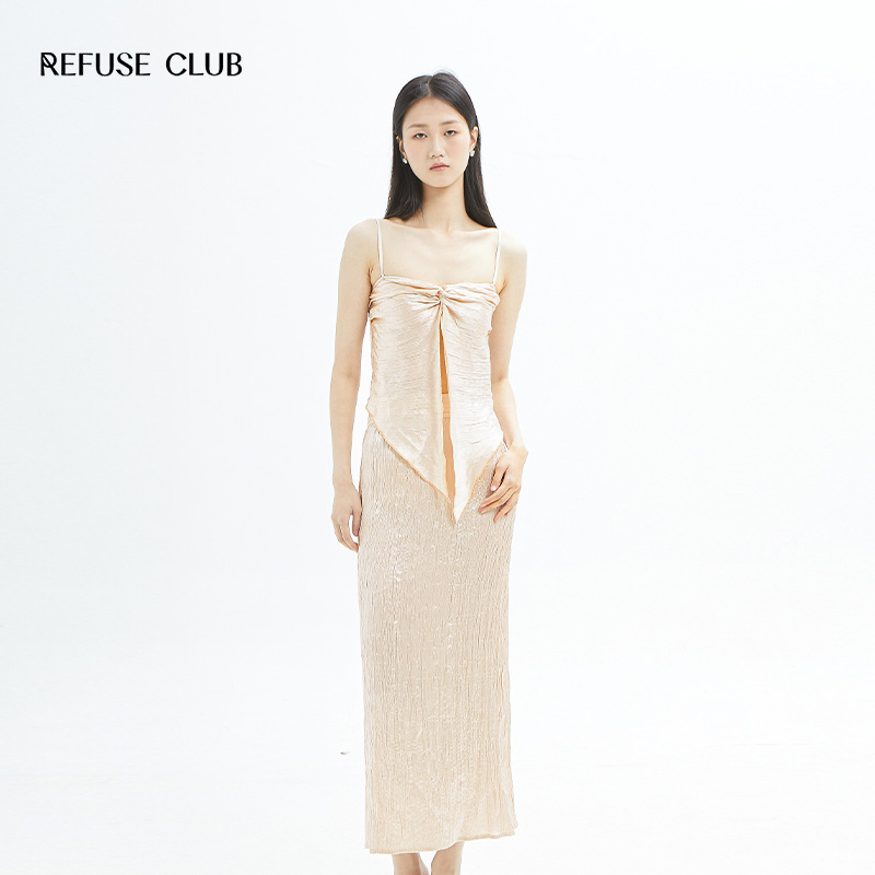 【新中式品牌】REFUSE CLUB 24春夏设计师醋酸吊带挂脖上衣半裙 女装/女士精品 背心吊带 原图主图