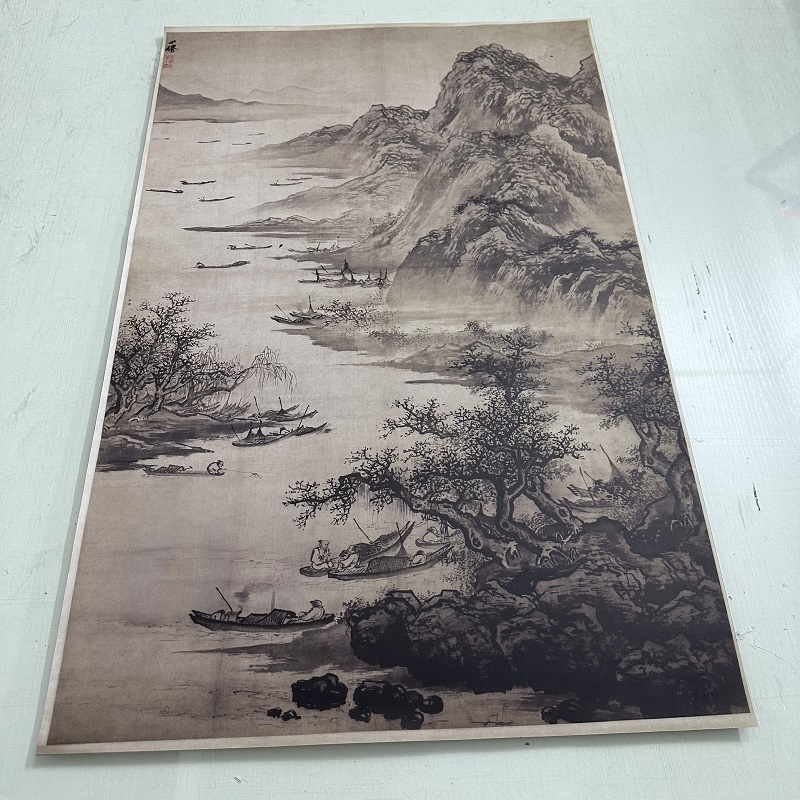 吴伟渔乐图复古书画水墨国画真迹高清微喷仿古画芯装裱挂轴装饰画