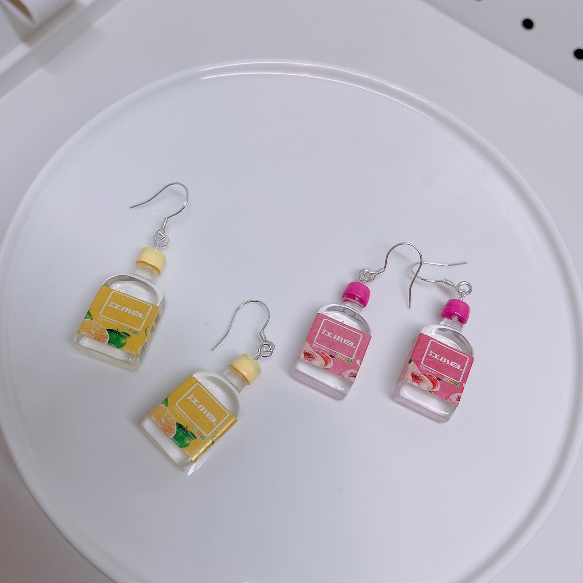 【江小白】兔子跺跺手工食玩耳饰酒瓶子925耳钩搞怪少女耳夹