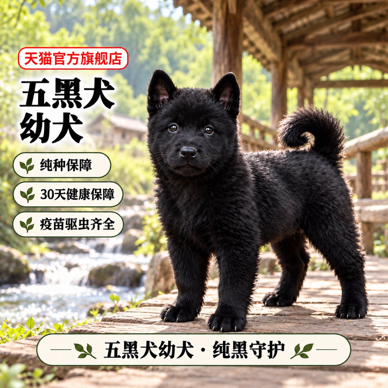 纯种五黑犬幼犬聪明狩猎犬狗全黑唐狗看家护院霸气巡山犬家庭温顺