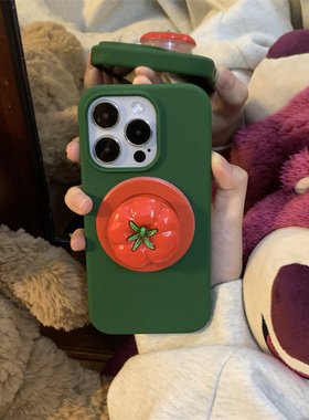 ins小众简约有趣立体红色番茄磁吸壳适用iPhone16ProMax手机壳14硅胶15新款16p磨砂11/12保护套13防摔16plus