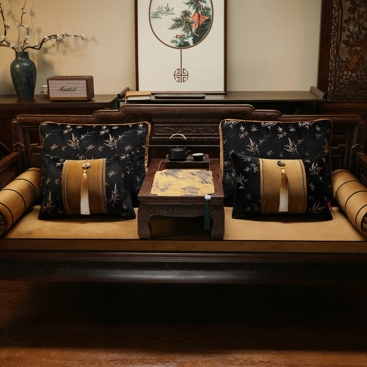 冬季2025新款高端红木沙发坐垫中式实木沙发垫定制罗汉床坐垫套罩