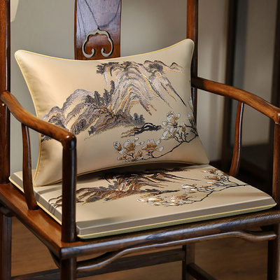 新中式红木椅子坐垫实木沙发圈椅主人椅茶椅坐垫靠垫太师椅可定制