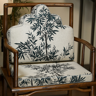 中式红木椅子坐靠山枕靠垫一体茶桌椅圈椅太师椅实木沙发靠背定制