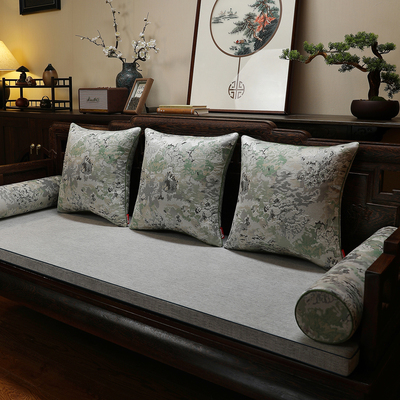 新中式红木沙发坐垫定制实木家具沙发垫罩套高级罗汉床五件套垫子