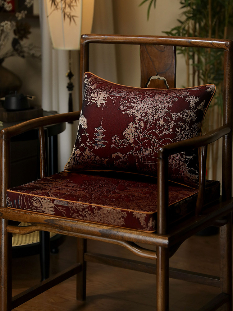 新中式乳胶坐垫红木椅子垫实木餐桌椅垫太师椅圈椅茶桌垫座垫定制