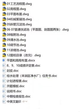 净水处理厂给水厂饮用水厂12万吨自来水厂全套设计CAD图纸+说明