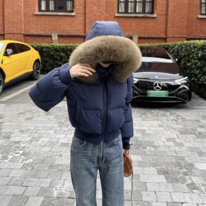 超好看肯豆毛领羽绒服女短款2025冬季新款南区菲奥娜90白鸭绒外套