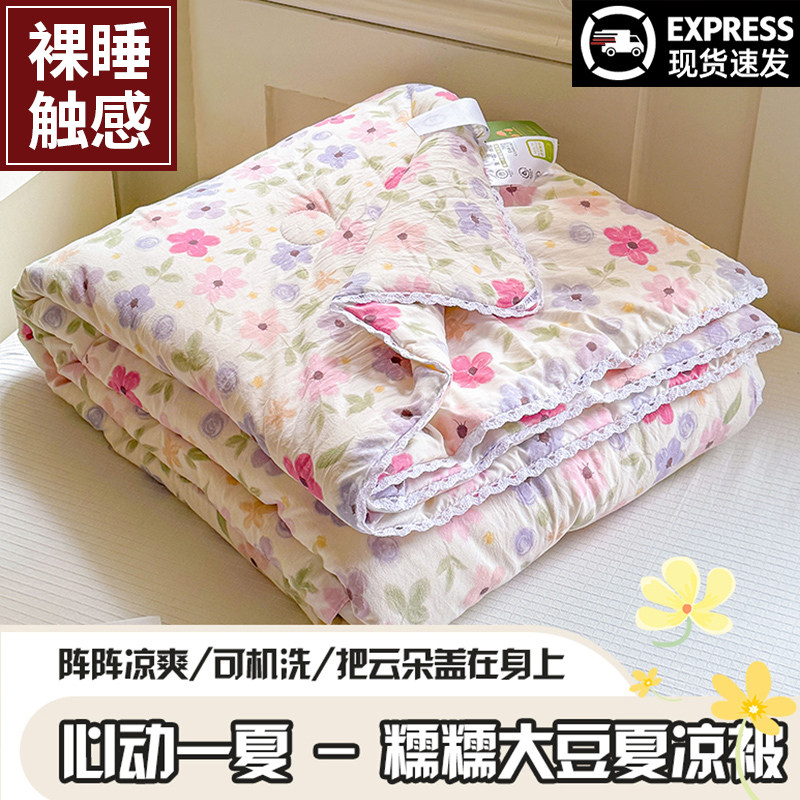 ins碎花花边A类皱皱纱小清新全棉夏凉被学生宿舍夏被薄款空调单人