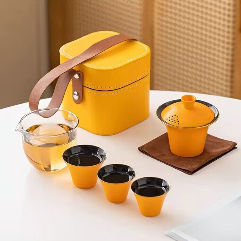 玻璃旅行茶具便携式快客杯套装商