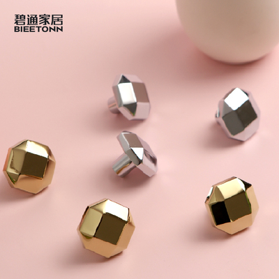 碧通法式轻奢金色黄铜单孔纽扣小拉手亮面镀铬现代简约风柜门把手