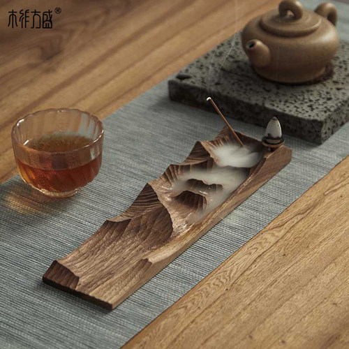 实木手工雕刻，呈现云山雾海，礼赠佳品