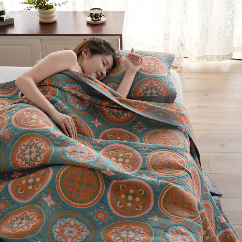 全棉纱布毛巾被纯棉单人双人薄款提花夏凉被可水洗空调被午睡盖毯