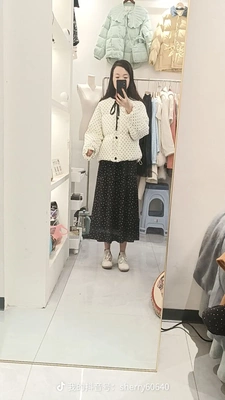 波点棉服青春百搭