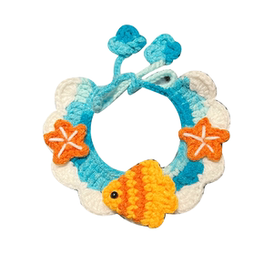 宠物手工编织项圈可爱针织钩织围脖装饰英短布偶小型犬狗狗围兜