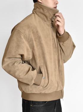 【麂皮绒】重磅加厚棉服翻毛领夹克男秋冬外套美拉德短款cleanfit