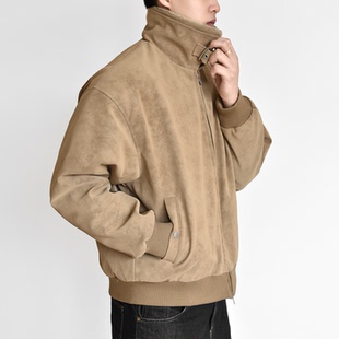 cleanfit 重磅加厚棉服翻毛领夹克男秋冬外套美拉德短款 麂皮绒