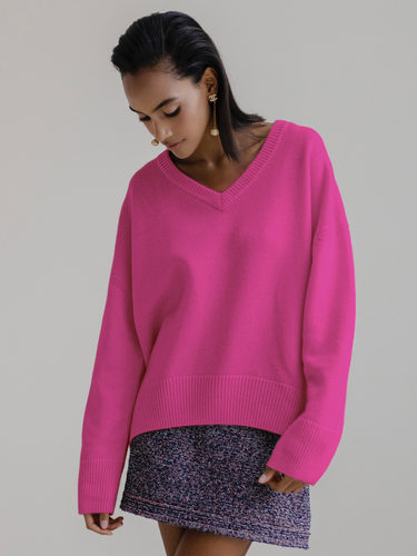2022 autumn and winter women V-neck long-sleeved sweater