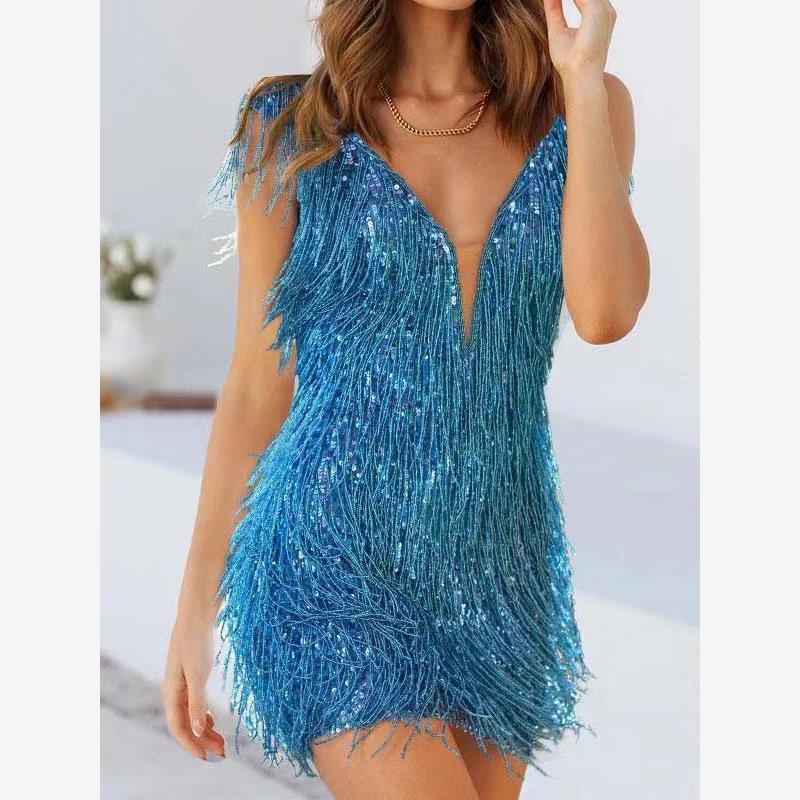 2023派对吊带款网纱亮片