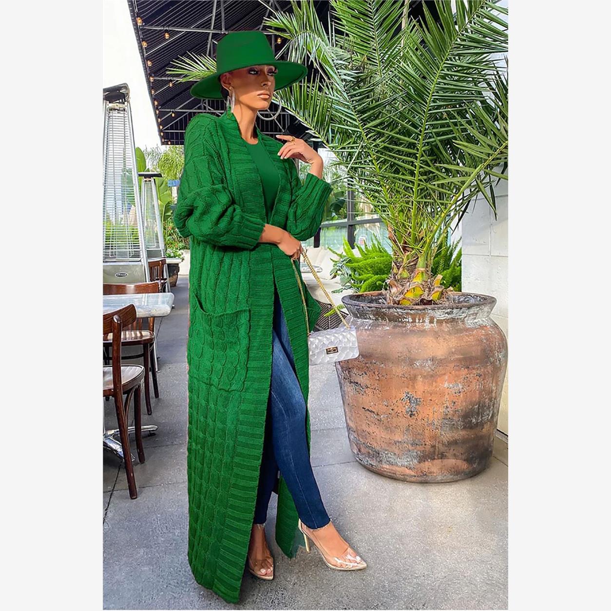 欧美女秋宽松针织开衫慵