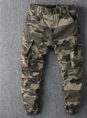mens cargo camo jogger pants for men休闲裤男迷彩工装运动秋季