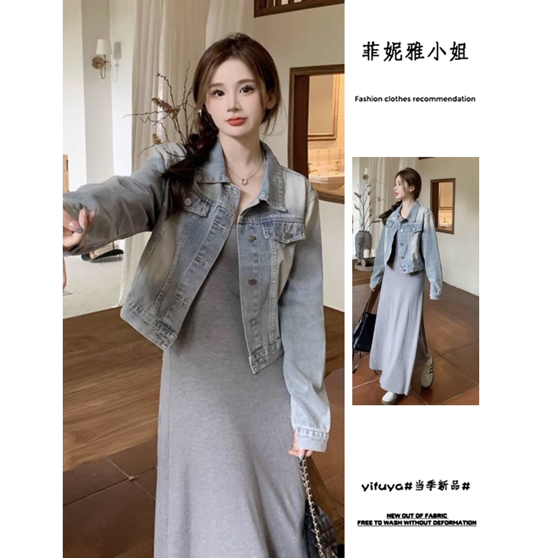 复古水洗浅蓝色牛仔外套女春秋2024新款宽松休闲百搭夹克短款上衣