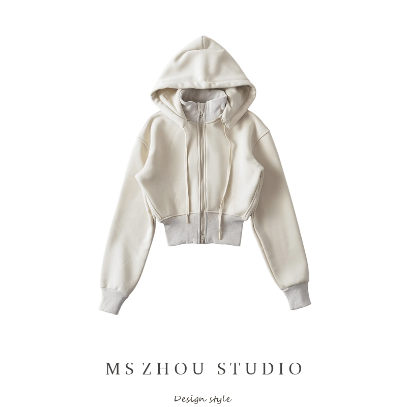 辣妹加绒瑜伽卫衣立领运动外套女