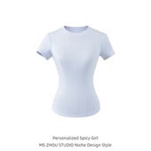 百搭基础款 上衣外穿 紧身显瘦打底衫 圆领运动瑜伽短袖 T恤女春夏季