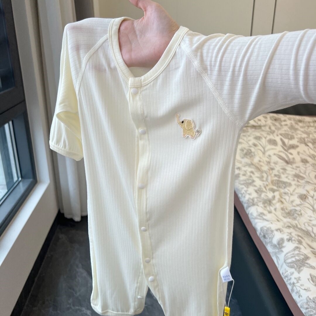 婴儿夏季薄款长袖连体哈衣|后背