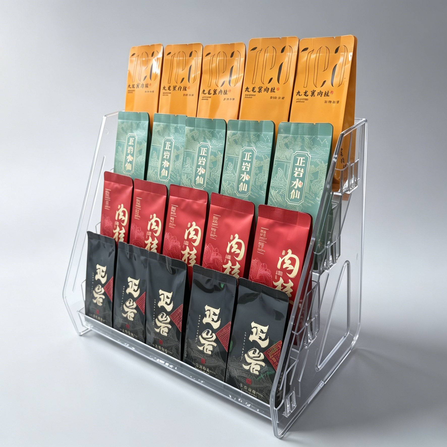 茶叶店专用透明多层茶包陈列架|