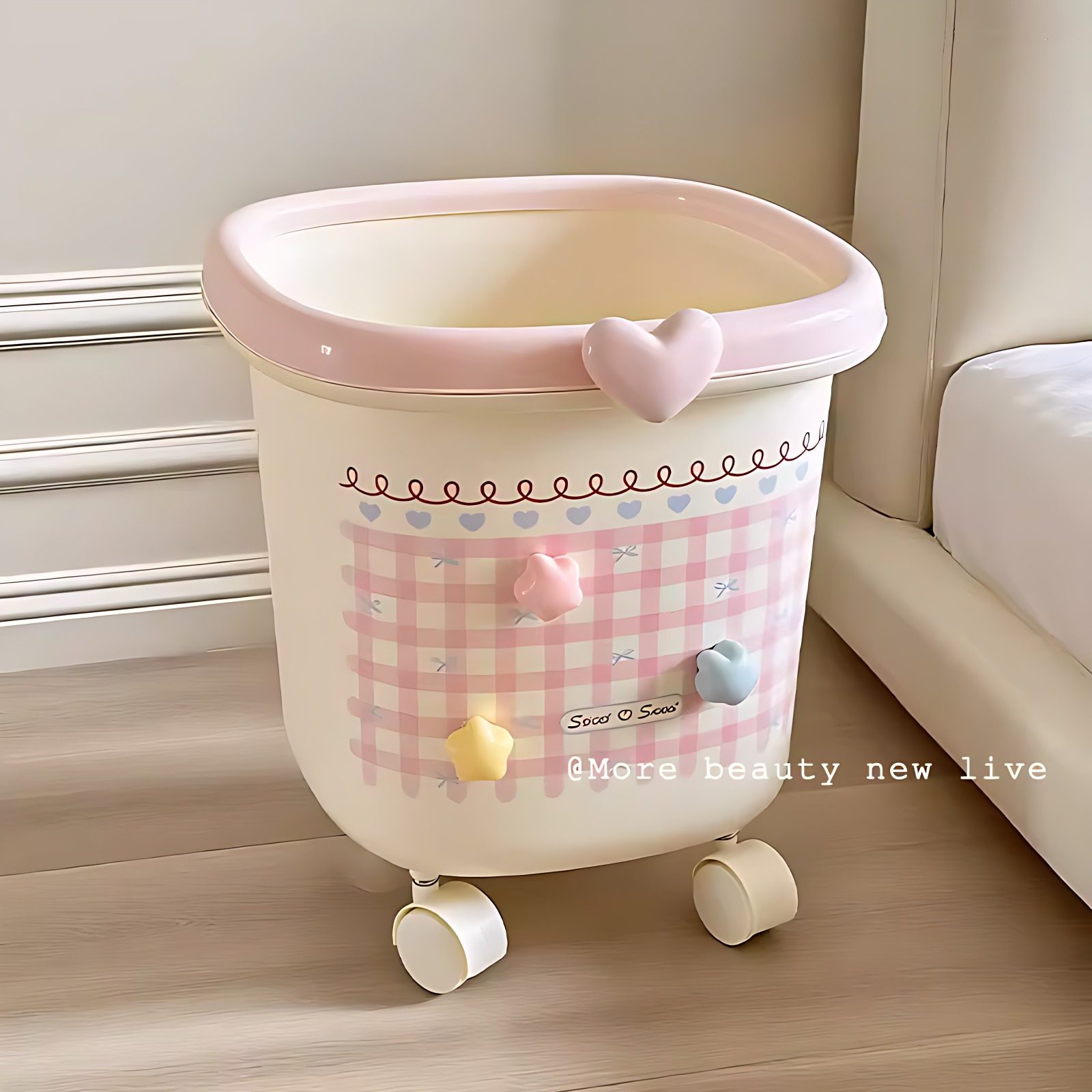 垃圾桶2025新款带滑轮家用客厅卧室儿童房大容量宿舍可爱高颜值