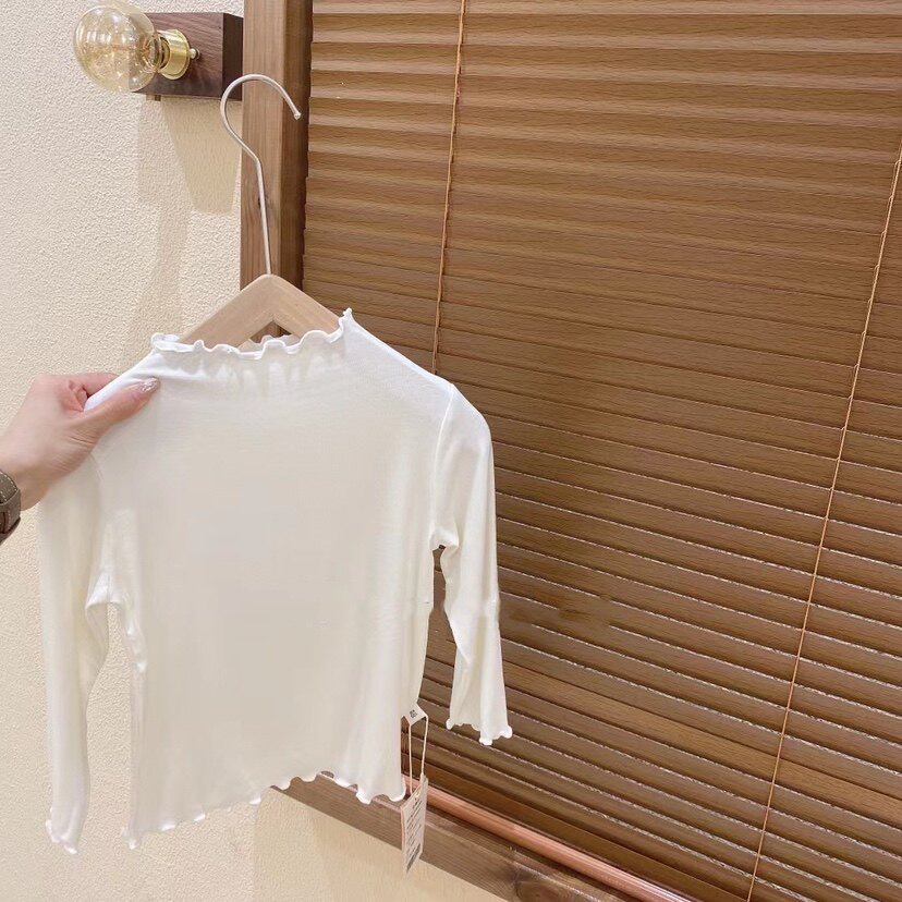 春秋装女童木耳边莫代尔打底衫上衣女宝宝秋季长袖T恤薄款儿童装t