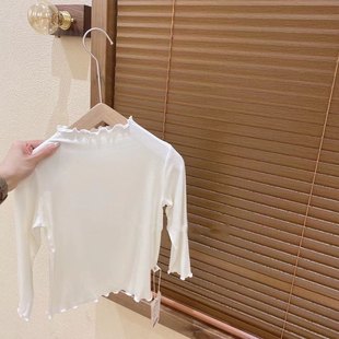 春秋装女童木耳边莫代尔打底衫上衣女宝宝秋季长袖T恤薄款儿童装t