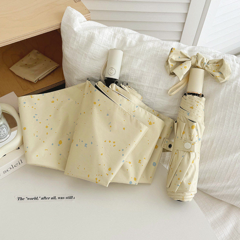 奶油泼墨雨伞加大自动抗风晴雨两用防晒防紫外线女折叠小巧遮阳伞