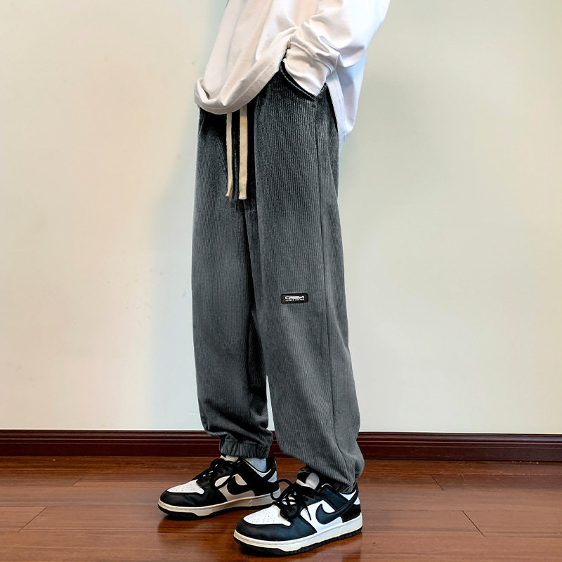 裤子男韩版潮流ins港风秋季灯芯绒休闲裤宽松束脚百搭运动长裤男