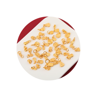 保色沙金吉字福字吊坠招财纳手串配饰福吉祥如意DIY小吊牌手工