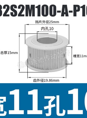 S2M32齿同步带轮槽宽7/11A型 铝合金氧化HTPA32S2M060-A-P4-12现