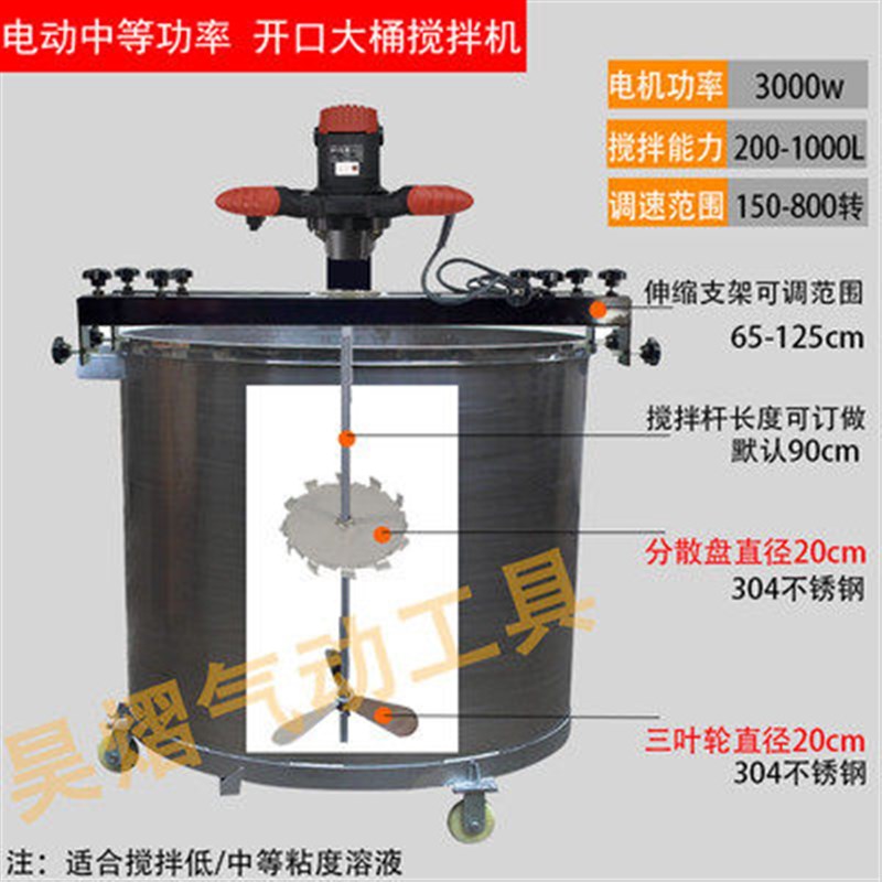 IBC吨桶1000L气动搅拌机专用涂料横板式工业化工电动搅拌器分散机图片